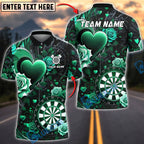 BlueJose Darts Love Heart & Rose Gothic Design Personalized Name, Team Name Unisex Shirt (4 Colors)