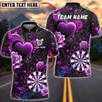 BlueJose Darts Love Heart & Rose Gothic Design Personalized Name, Team Name Unisex Shirt (4 Colors)