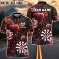 BlueJose Darts Love Heart & Rose Gothic Design Personalized Name, Team Name Unisex Shirt (4 Colors)