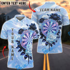 BlueJose Darts Elegant Floral Dartboard Pearl Gradient Design Personalized Name, Team Name Unisex Shirt (4 Colors)