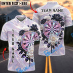 BlueJose Darts Elegant Floral Dartboard Pearl Gradient Design Personalized Name, Team Name Unisex Shirt (4 Colors)