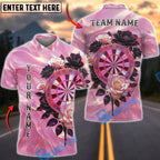 BlueJose Darts Elegant Floral Dartboard Pearl Gradient Design Personalized Name, Team Name Unisex Shirt (4 Colors)