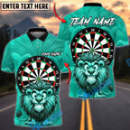 BlueJose Darts Lion Dartboard Cartoon Cute Animal Multicolor Options Personalized Name Shirt (4 Colors)