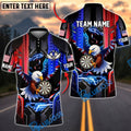 BlueJose Darts Eagle American Flag Lightning Personalized Name Shirt