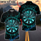 BlueJose Darts Dark Deer Skull Dartboard Lightning Art Multicolor Options Personalized Name Shirt (4 Colors)