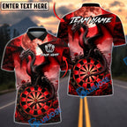 BlueJose Darts Dark Dragon Blood Moon Dartboard Design Multicolor Options Personalized Name Shirt (4 Colors)