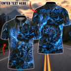 BlueJose Darts Burning Rose Fire Dartboard Graphic Multicolor Options Personalized Name Shirt (4 Colors)