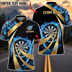BlueJose Darts Fiery Swirl Blast Dartboard Personalized Name, Team Name Unisex Shirt (4 Colors)