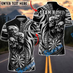 BlueJose Darts Skull Maori Dartboard Golden Gradient Style Multicolor Options Personalized Name Shirt (6 Colors)