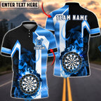 BlueJose Darts Flaming Dartboard Black Gold Geometric Personalized Name, Team Name Unisex Shirt (6 Colors)