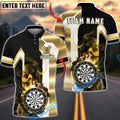 BlueJose Darts Flaming Dartboard Black Gold Geometric Personalized Name, Team Name Unisex Shirt (6 Colors)