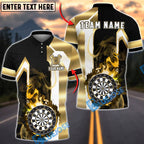 BlueJose Darts Flaming Dartboard Black Gold Geometric Personalized Name, Team Name Unisex Shirt (6 Colors)