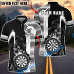 BlueJose Darts Flaming Dartboard Black Gold Geometric Personalized Name, Team Name Unisex Shirt (6 Colors)