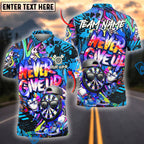 BlueJose Darts Graffiti Funny Never Give Up Dartboard Personalized Name, Team Name Shirt (4 Colors)