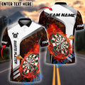 BlueJose Darts Flame Dartboard Strike Multicolor Options Personalized Name Shirt (4 Colors)