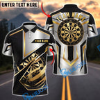 BlueJose Darts Black Gold Bullseye Personalized Name, Team Name Unisex Shirt (6 Colors)