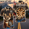 BlueJose Darts Hunting Deer Dartboard Forest Camo Buck Design Personalized Name, Team Name Unisex Shirt (4 Colors)