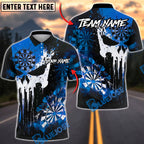 BlueJose Darts Skull Paint Splash Grunge Target Design Personalized Name, Team Name Unisex Shirt (4 Colors)