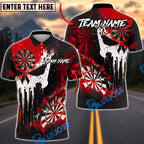 BlueJose Darts Skull Paint Splash Grunge Target Design Personalized Name, Team Name Unisex Shirt (4 Colors)