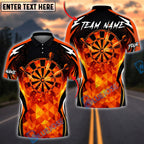 BlueJose Darts Flaming Dartboard Bullseye Precision Throw Graphic Personalized Name, Team Name Unisex Shirt (4 Colors)