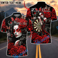 BlueJose Darts Gothic Girl Roses Dark Art Personalized Name, Team Name Unisex Shirt (4 Colors)