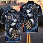 BlueJose Darts Horror Skull Girl Bloody Gothic Style Personalized Name, Team Name Unisex Shirt (4 Colors)