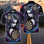 BlueJose Darts Horror Skull Girl Bloody Gothic Style Personalized Name, Team Name Unisex Shirt (4 Colors)