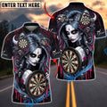 BlueJose Darts Horror Skull Girl Bloody Gothic Style Personalized Name, Team Name Unisex Shirt (4 Colors)