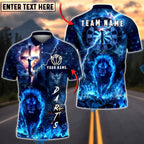 BlueJose Darts Christian Lion of Judah Dart Player Lightning Faith Multicolor Options Personalized Name Shirt (4 Colors)