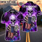 BlueJose Darts American Flag Skull Lightning Dartboard Dark Electric Personalized Name, Team Name Unisex Shirt (6 Colors)