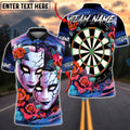 BlueJose Darts Gothic Mask Roses Dartboard Art Multicolor Options Personalized Name Shirt (4 Colors)