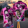 BlueJose Darts Sugar Skull Rose Tattoo Gothic Art Personalized Name, Team Name Unisex Shirt (4 Colors)
