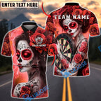 BlueJose Darts Sugar Skull Rose Tattoo Gothic Art Personalized Name, Team Name Unisex Shirt (4 Colors)