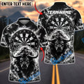 BlueJose Darts Bull Dartboard Lightning Storm Black White Personalized Name Shirt