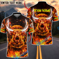 BlueJose Darts Bull Blazing Fire Personalized Name, Team Name Unisex Shirt (4 Colors)