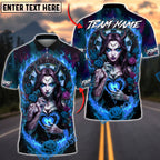 BlueJose Darts Dark Demon Fire Heart Gothic Multicolor Options Personalized Name Shirt (4 Colors)