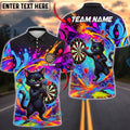 BlueJose Darts Color Splash Black Cat Personalized Name Shirt