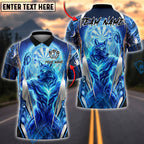 BlueJose Darts Dartboard Lightning Fire Wolf Spirit Design Personalized Name, Team Name Unisex Shirt (4 Colors)