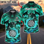 BlueJose Darts Dragon Fire Fantasy Art Personalized Name, Team Name Unisex Shirt (4 Colors)