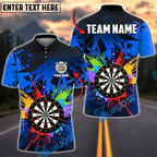 BlueJose Darts Color Splash Dartboard Graphic Personalized Name, Team Name Unisex Shirt (4 Colors)
