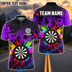 BlueJose Darts Color Splash Dartboard Graphic Personalized Name, Team Name Unisex Shirt (4 Colors)