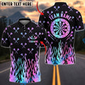 BlueJose Darts Neon Flame Dartboard Gradient Personalized Name Shirt