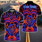 BlueJose Darts Neon Dartboard Funny Character Heart Glow Arcade Style Personalized Name, Team Name Unisex Shirt (4 Colors)