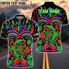 BlueJose Darts Neon Dartboard Funny Character Heart Glow Arcade Style Personalized Name, Team Name Unisex Shirt (4 Colors)