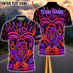 BlueJose Darts Neon Dartboard Funny Character Heart Glow Arcade Style Personalized Name, Team Name Unisex Shirt (4 Colors)