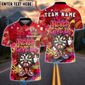 BlueJose Darts Never Give Up Dartboard Cartoon Graffiti Multicolor Options Personalized Name Shirt (4 Colors)