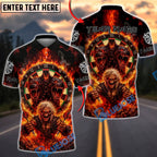 BlueJose Darts Skull Hellhound Flaming Dartboard Gothic Horror Personalized Name, Team Name Unisex Shirt (4 Colors)