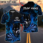 BlueJose Darts Flame Flower Wolf Dartboard Personalized Name, Team Name Unisex Shirt (4 Colors)