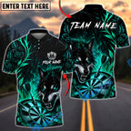 BlueJose Darts Flame Flower Wolf Dartboard Personalized Name, Team Name Unisex Shirt (4 Colors)