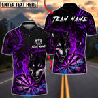 BlueJose Darts Flame Flower Wolf Dartboard Personalized Name, Team Name Unisex Shirt (4 Colors)